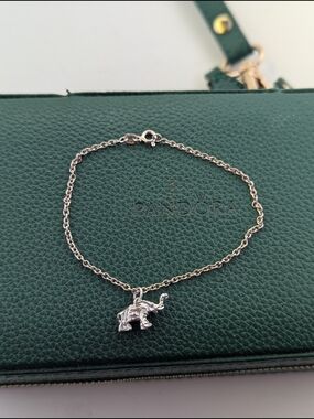 ✨ Sterling Elephant Charm Bracelet 925 Fine Link Chain Good Luck Trunk Up ✨